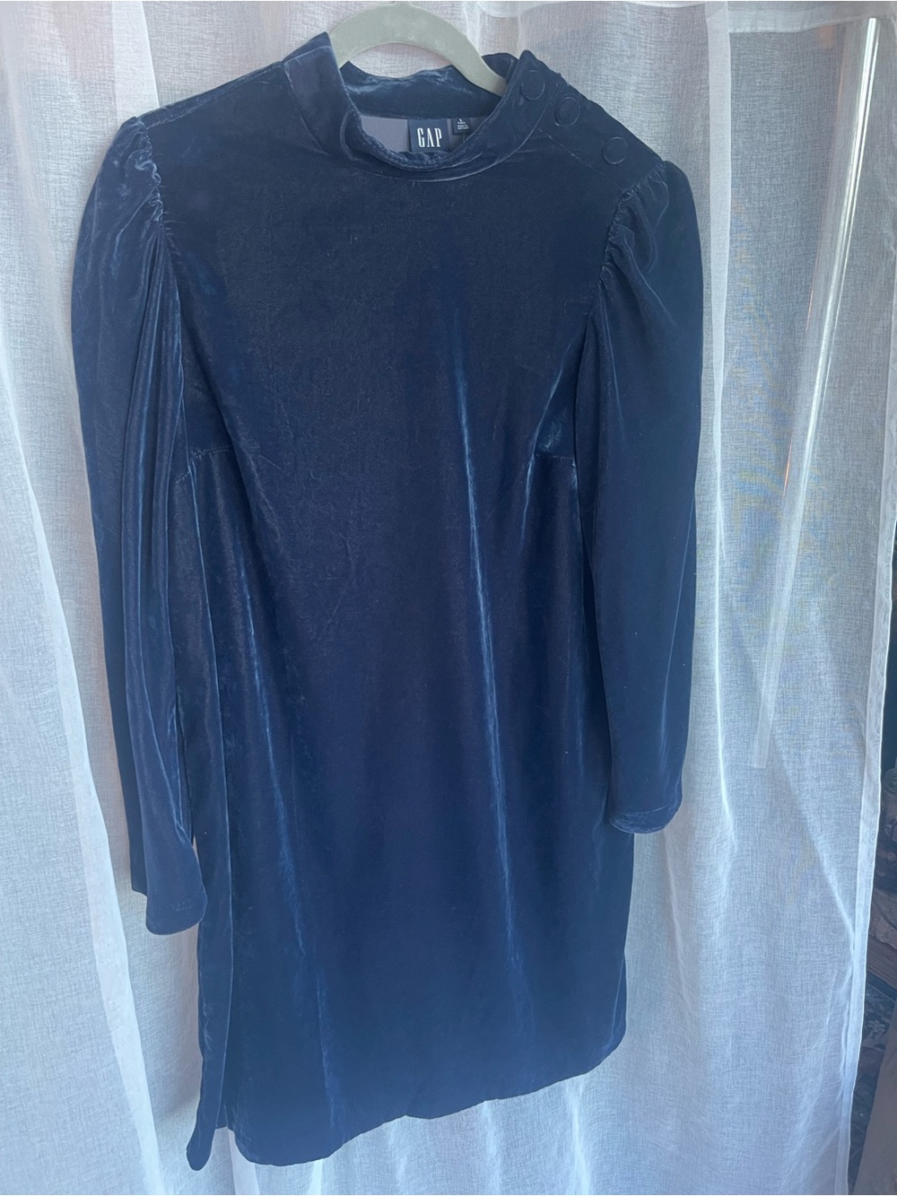 GAP Navy Velvet Long Sleeve Tunic Dress